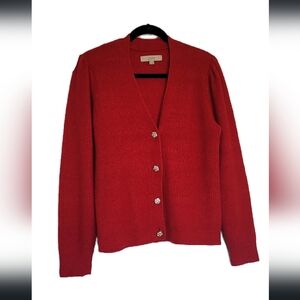 Loft Jeweled Button V-Neck Cardigan, Medium